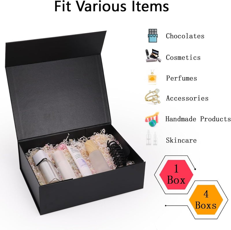 Ditwis 11x8x3.5 Inches Gift Box with Magnetic Closure Lid, Black Magnetic Boxes for Wedding, Groomsmen Bridesmaid Proposal, Birthdays, Mother's Day, 1 Pack - Image 5